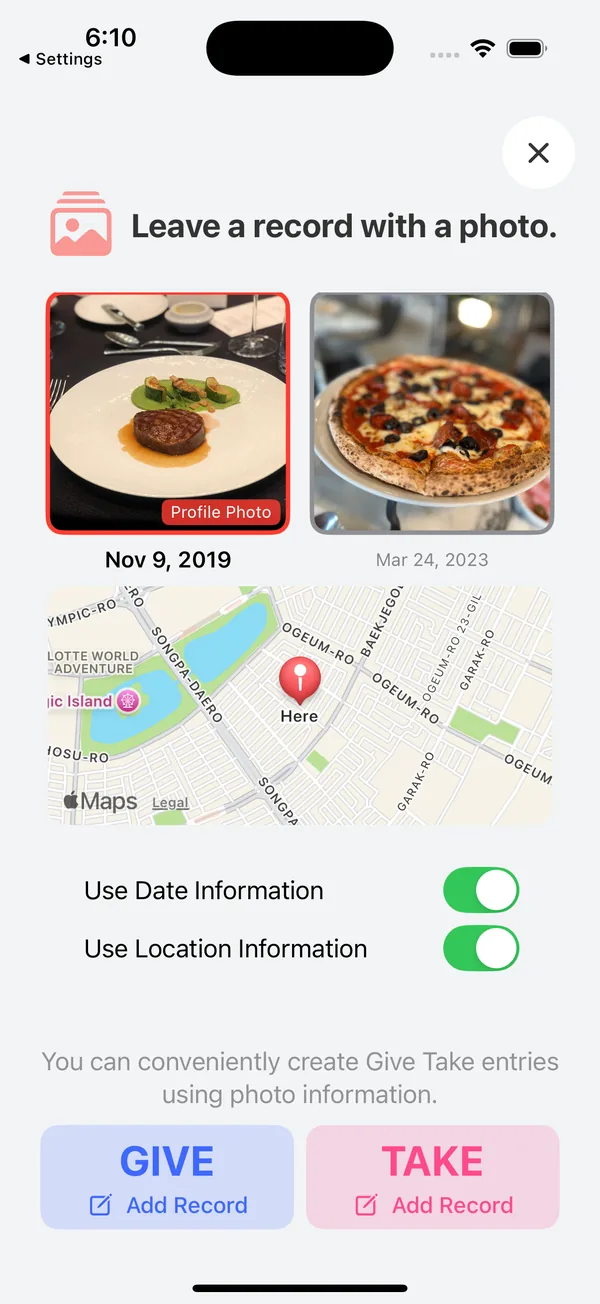Record with a photo screen